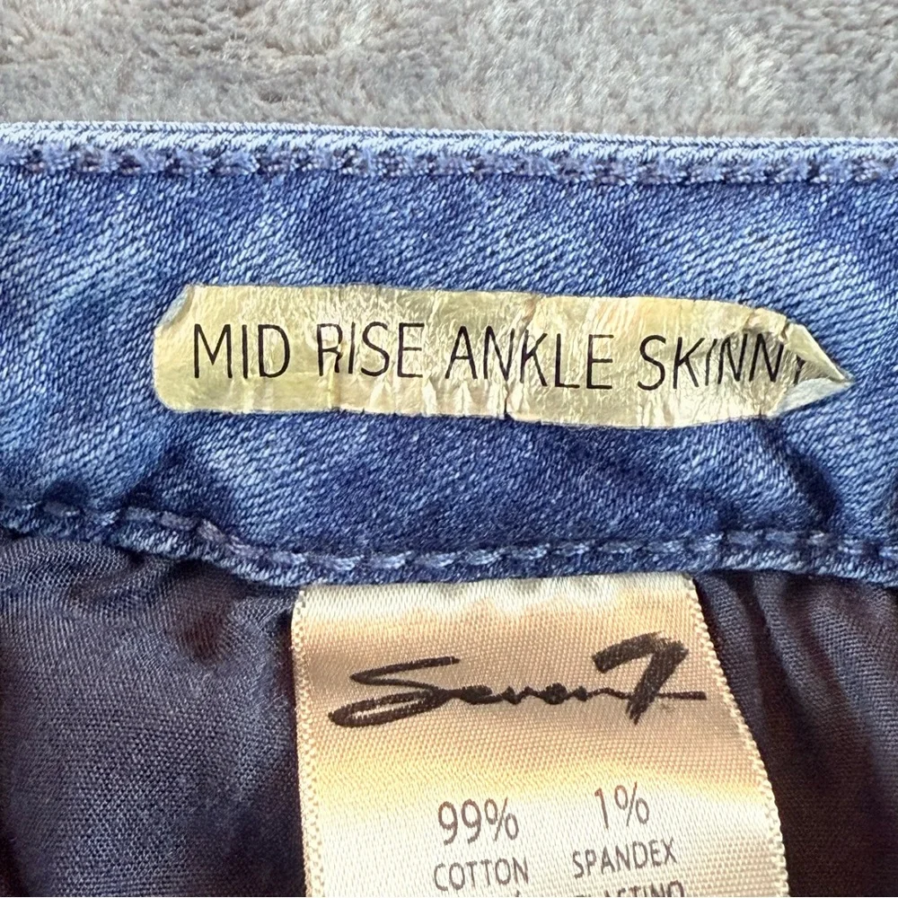 Seven‎ 7 Women's Jeans Size 4 Mid Rise Ankle Skinny Red Trim Raw Hem Distressed